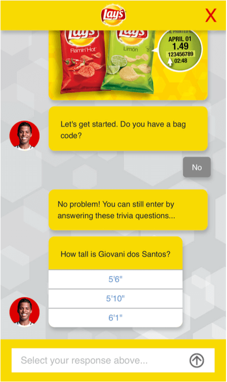 lays chatbot sweeps